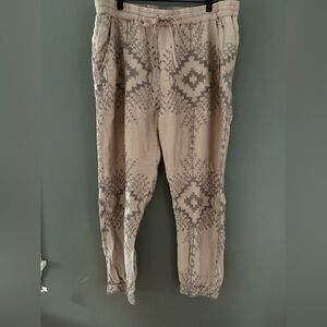 Biya/Johnny Was Taupe Joggers, L, pockets in front of pockets in back. Sweet!!